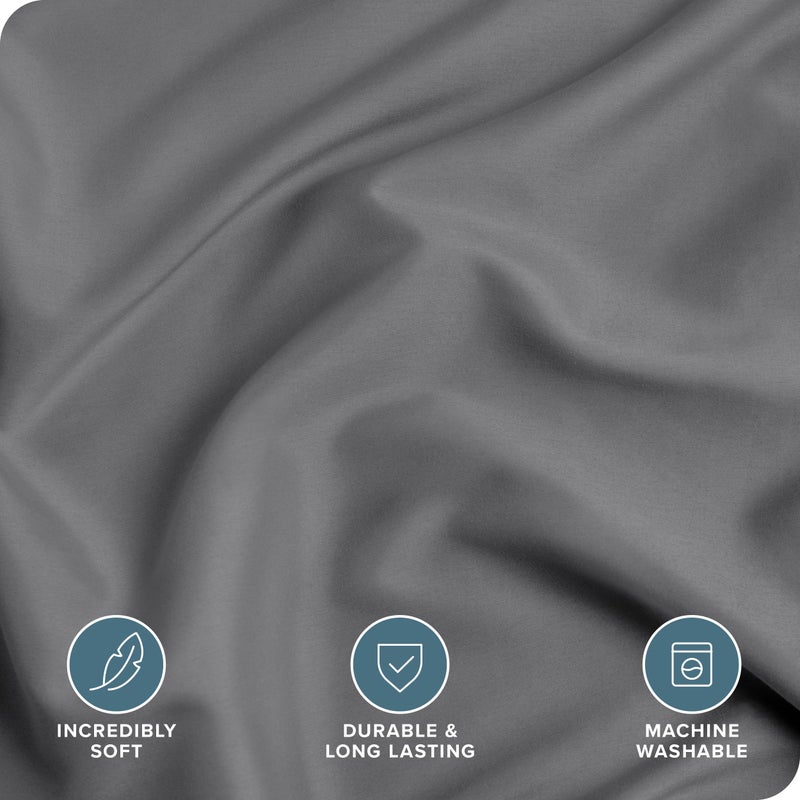 بير هوم غطاء لحاف سرير Bare Home بالحجم الكامل - مجموعة Premium 1800 فائقة النعومة - تبريد خفيف الوزن - غطاء لحاف سرير ناعم قابل للتنفس (رمادي كامل) - Image 2